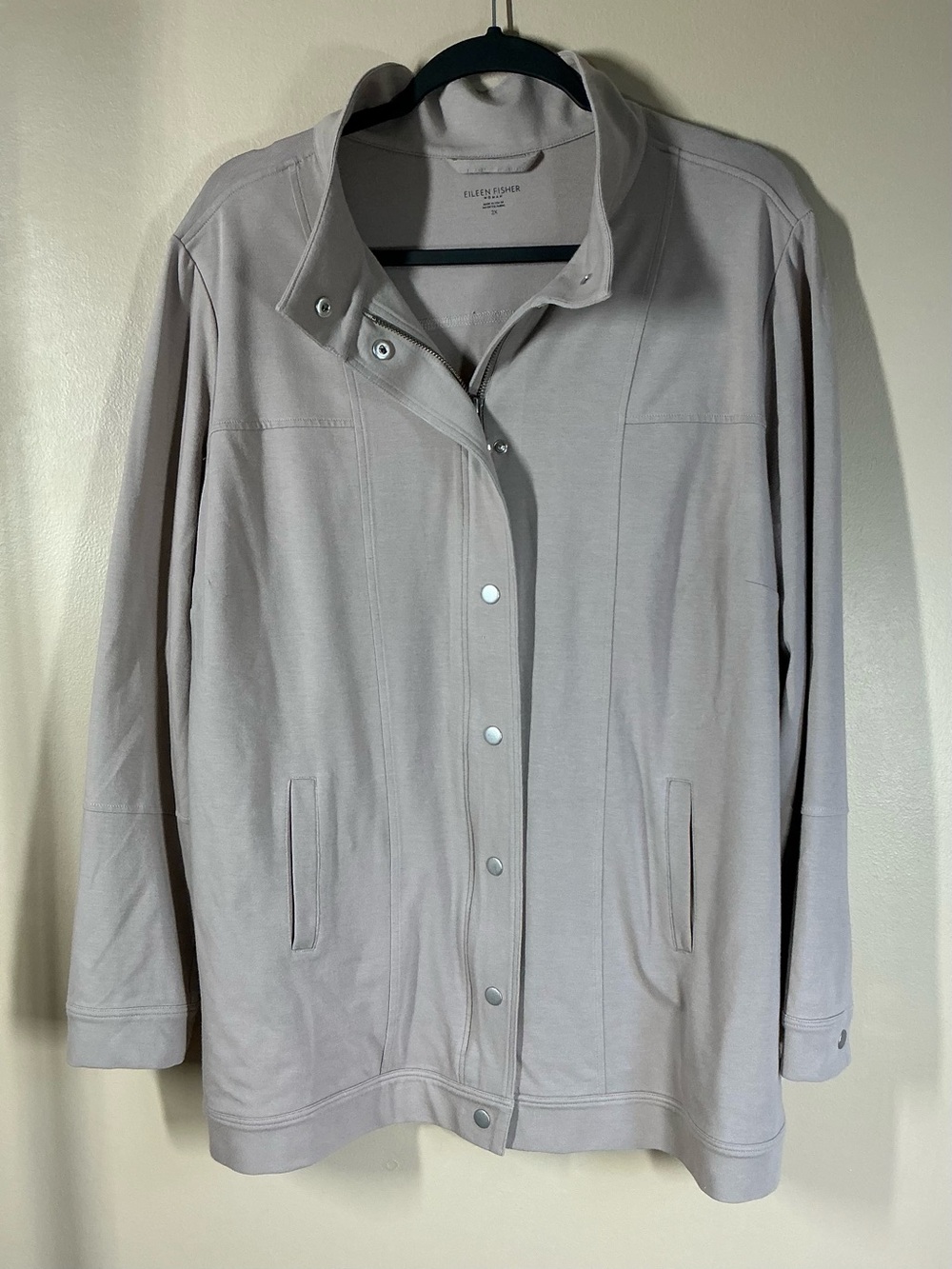 Eileen Fisher Light Taupe Snap-Front Jacket
